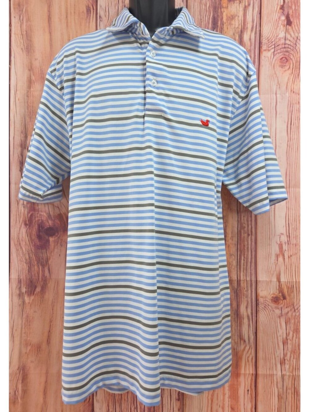 Southern Marsh Mens XL Striped Polo Shirt Blue Gray White Short Sleeve